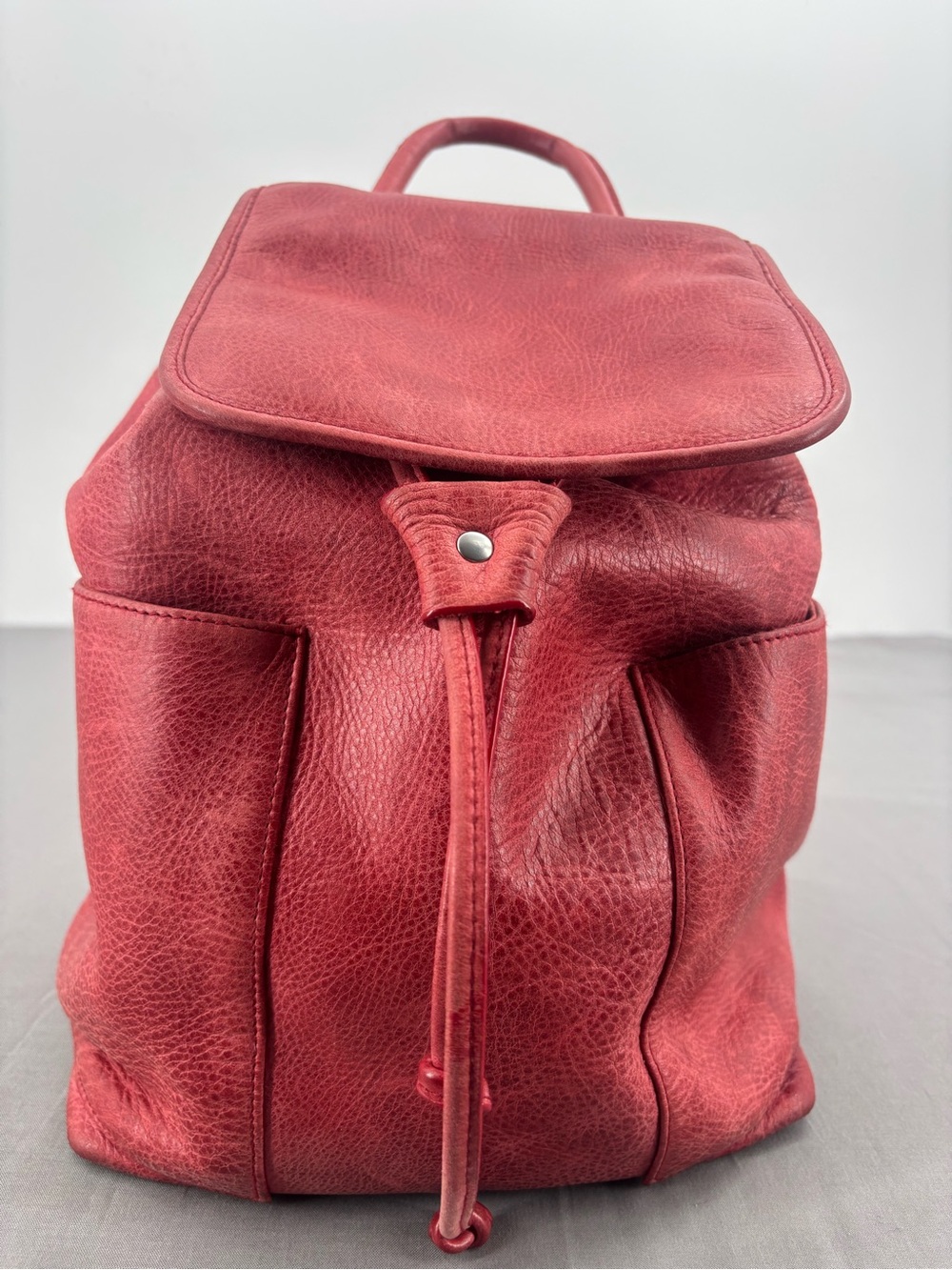 Ellington Red Genuine Leather Backpack Rucksack Distressed Drawstring Boho Bag
